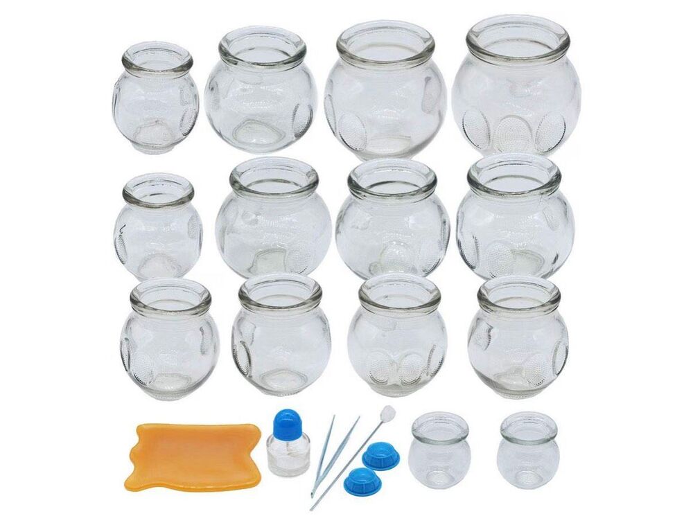 New Cupping Therapy Sets,14 Cups Thick Chinese Acupoint Glass Cupping Therapy Se